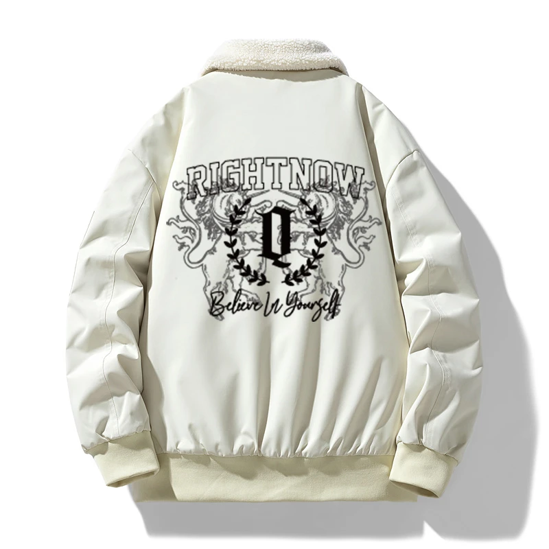 稻草人大码男士休闲工装棉服棉衣户外秋冬羊羔绒保暖加厚宽松翻领