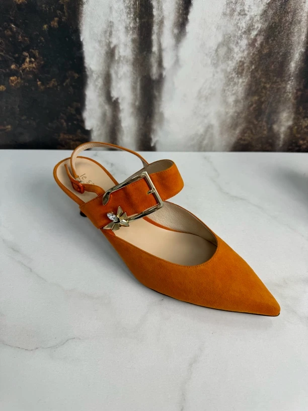 夏季尖头时尚浅口拼色羊皮包头细跟凉鞋 53211 