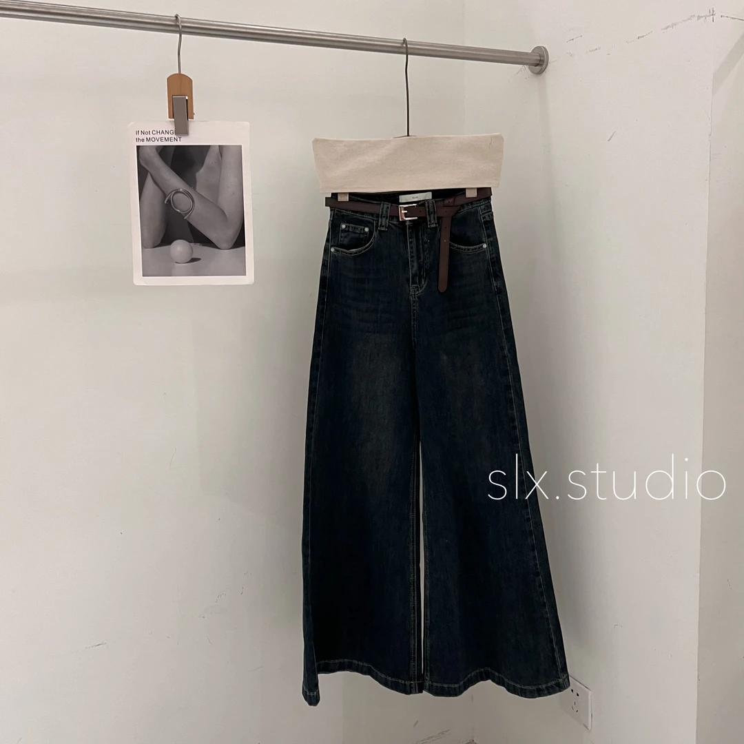 slx@ 3661 牛仔阔腿裤