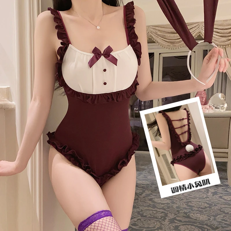 5202025爆款紫色兴趣内衣性感露背火辣诱惑兔女郎角色扮演制服套