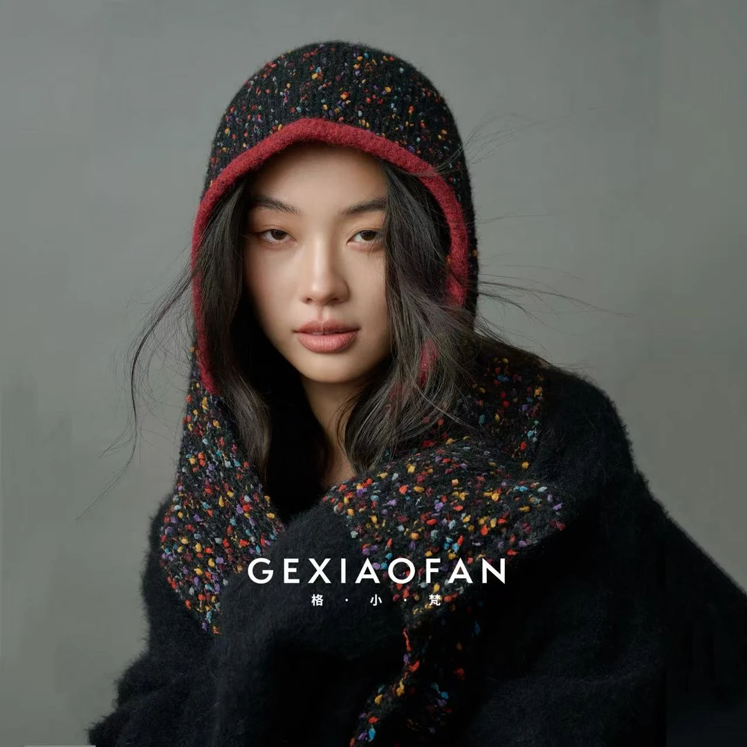 格小梵格小梵·冬季羊毛混纺巴拉克拉法帽围巾帽子一体帽护耳帽女