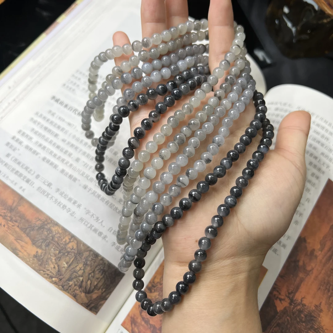 新疆和田玉于田料青花玉卡6项链（多样性发其一）新中式新疆料玉串