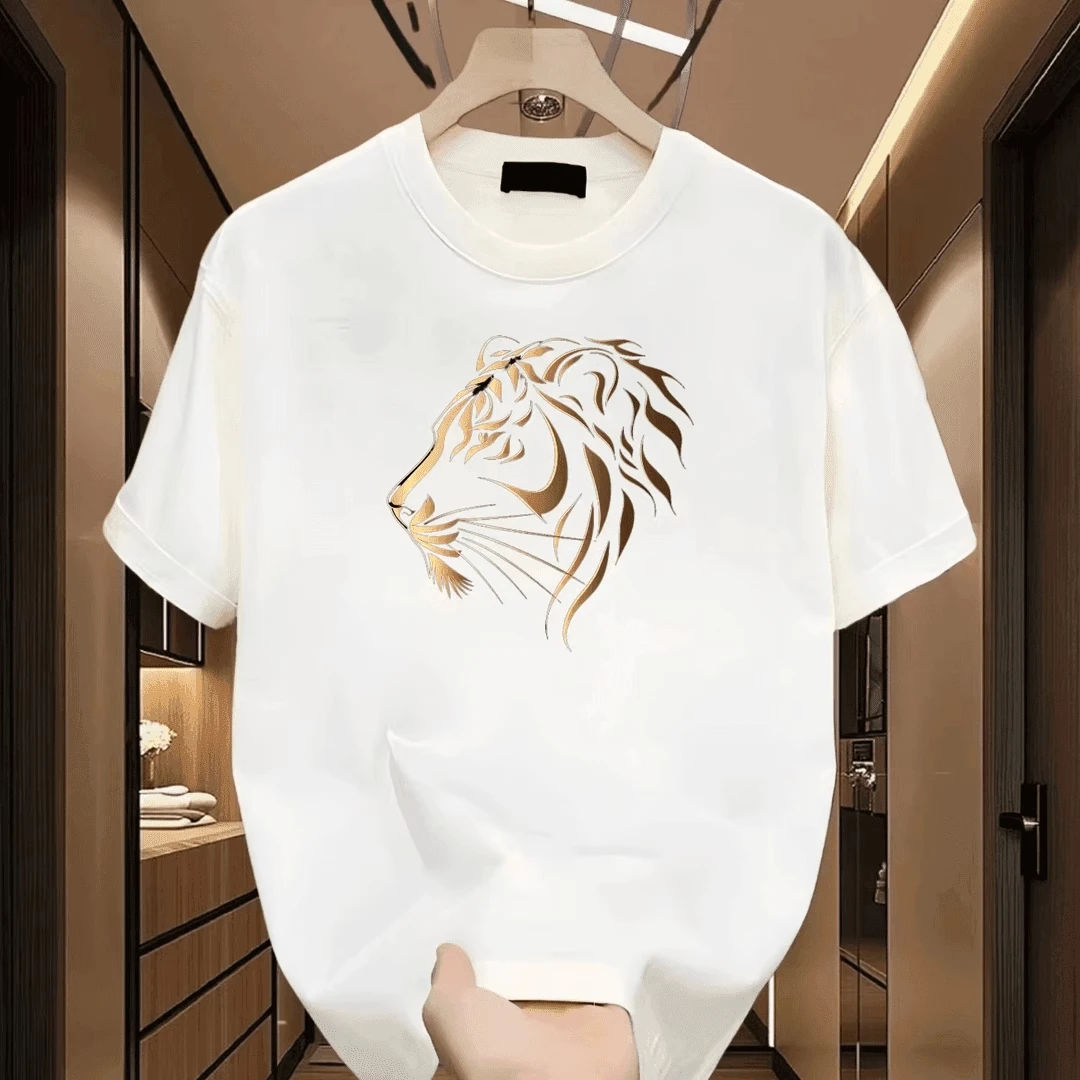 仓石一树夏季新款潮牌虎头印花短袖t恤男款宽松休闲百搭潮流半袖