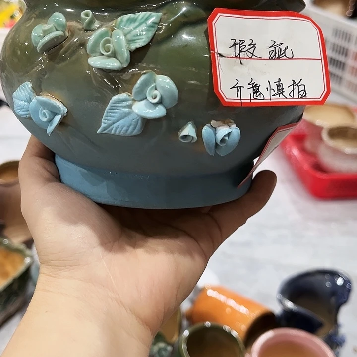 瓷片花盆多肉植物艺术品