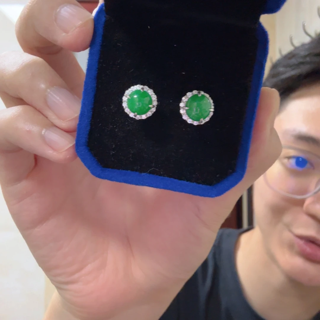 翡翠银S925镶嵌耳饰耳饰