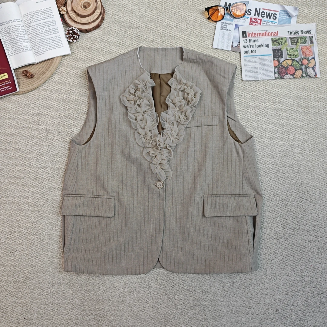 2025春季新款休闲百搭宽松纯色马甲外套0499