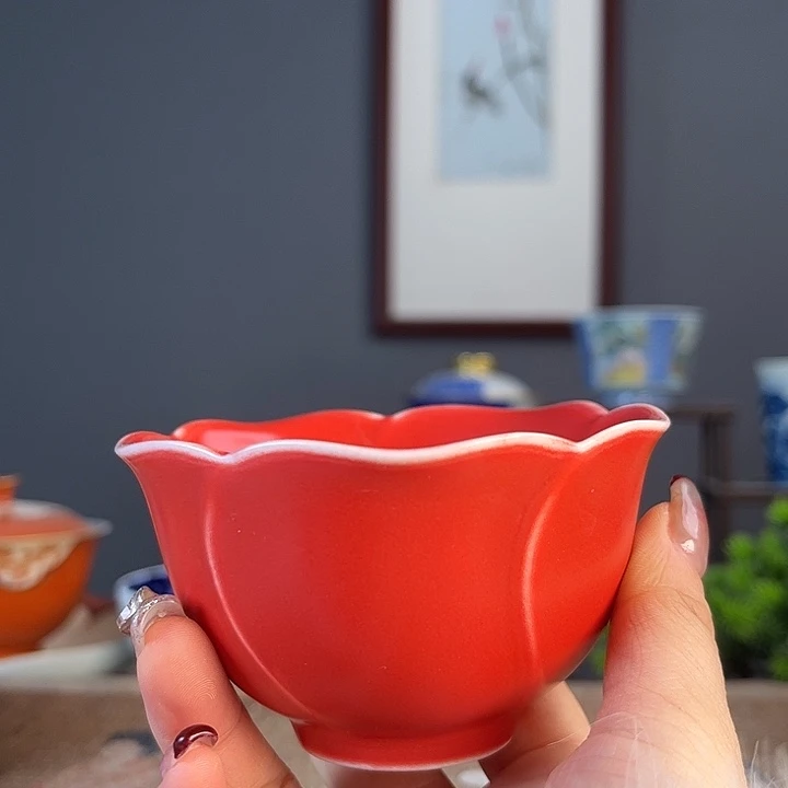 摆件景德柴烧茶杯多人