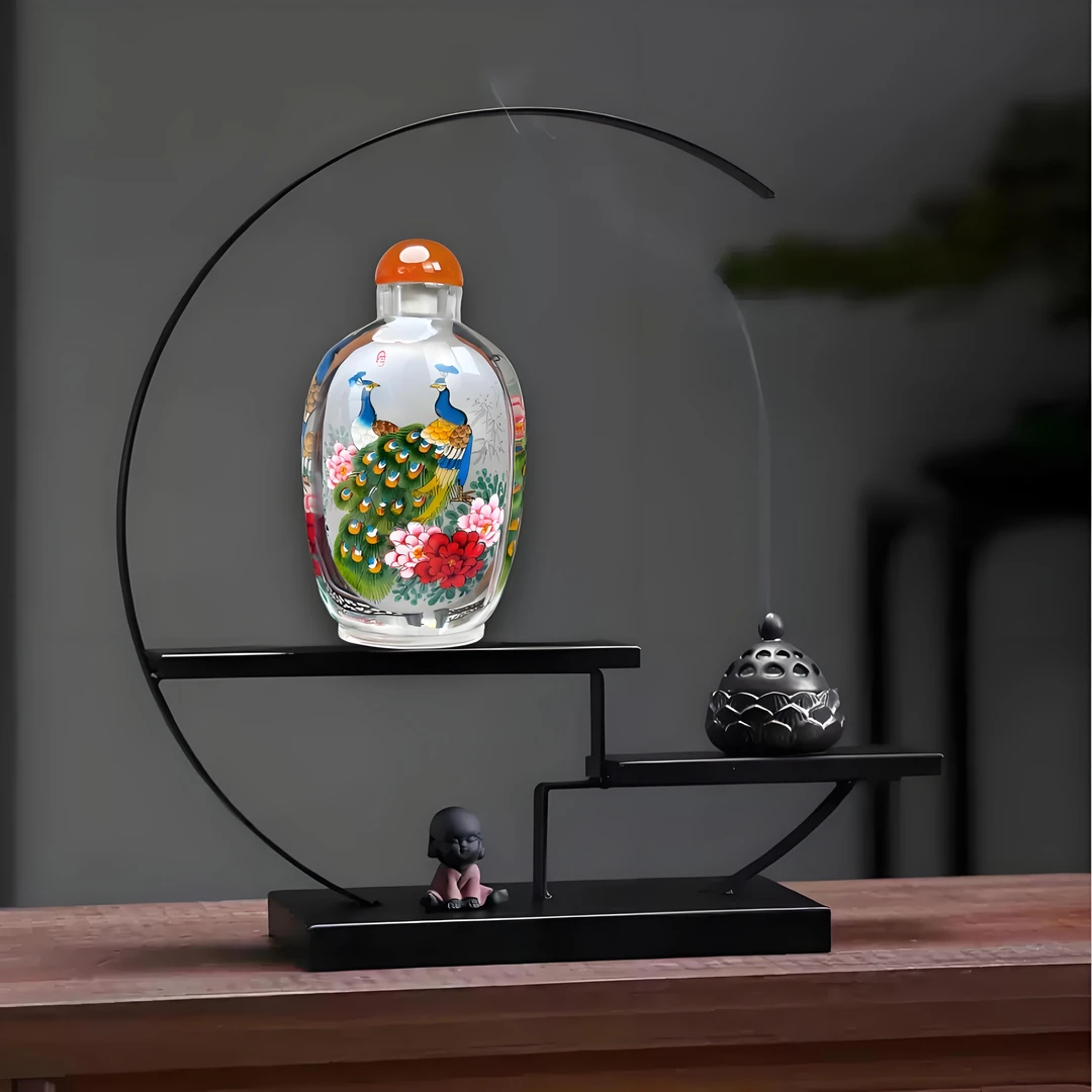 非遗内画鼻烟壶纯手绘工艺摆台博古架书房茶室欣赏把玩珍藏国风