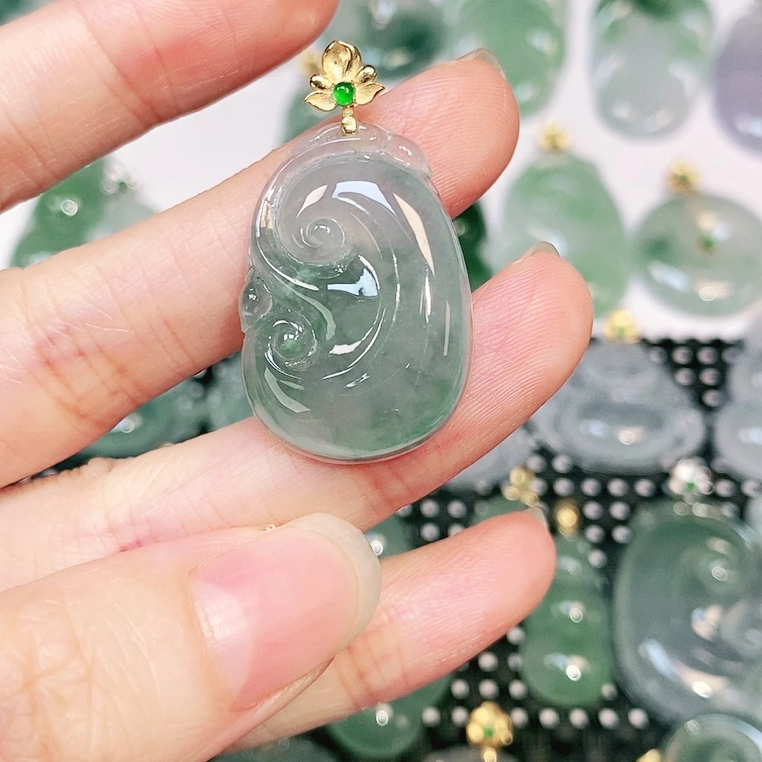 翡翠18K金镶嵌吊坠(不含链)