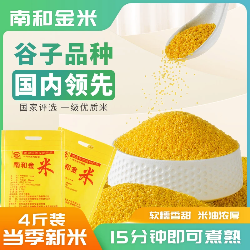 南和金米【国内领先】谷子黄小米4斤原生态邢台特产2000g头茬新米