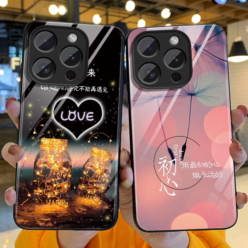 适用苹果16手机壳新款iPhone16pro玻璃壳16e高级LOVEpromaxplus套