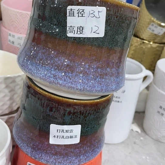 多肉绿植陶瓷花盆9.9包邮，有孔