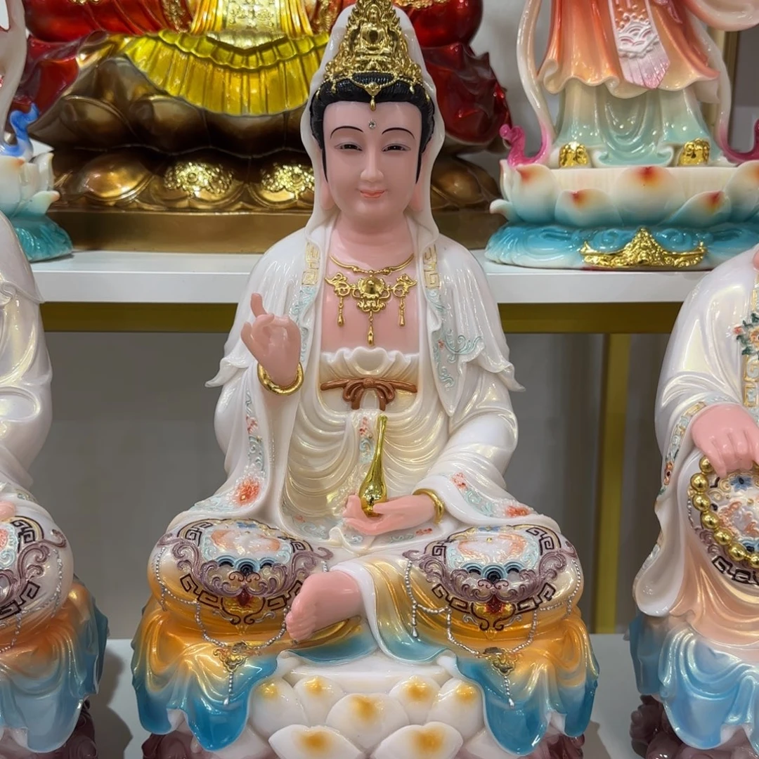 树脂制品合成汉白玉16寸观音