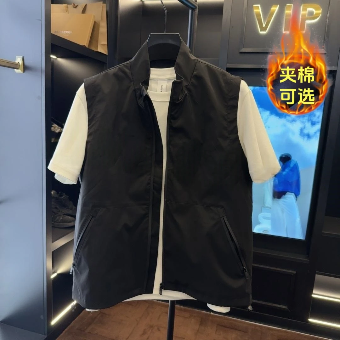 秋冬男士夹棉马甲高端立领款拉链纯色休闲雅痞男款马甲修身型外套