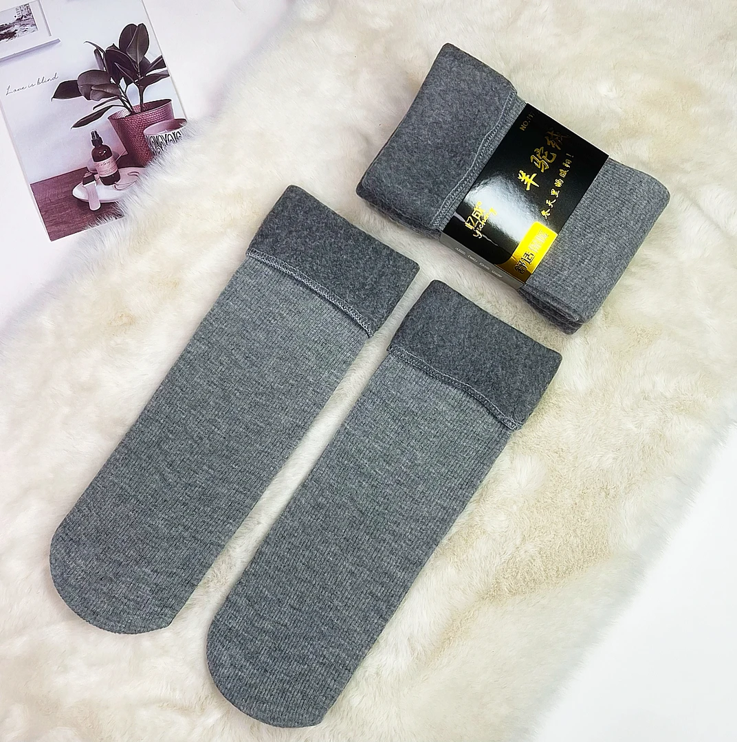 【ILRUS专属包邮】男士秋冬纯色加绒加厚保暖雪地袜