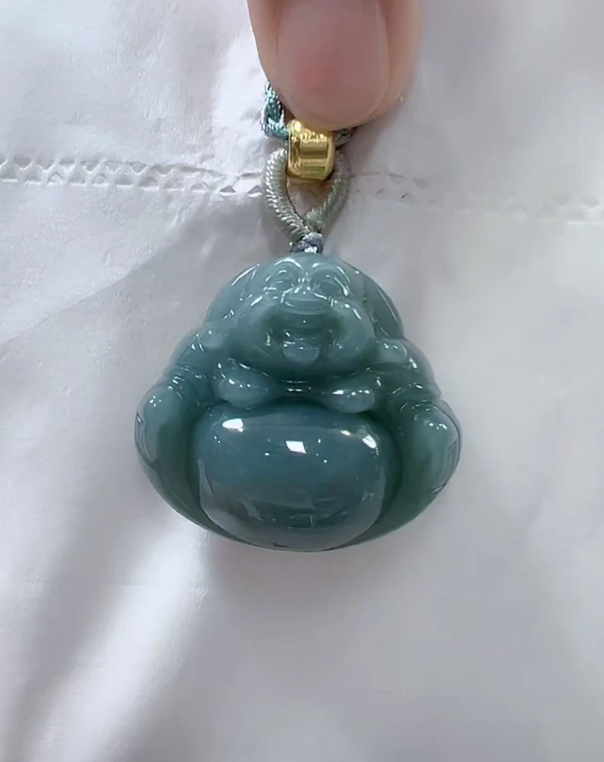 官方正品翡翠A货蓝水中佛公（多样性发货发一件）宽27高25厚11送绳