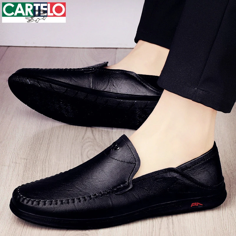 卡帝乐鳄鱼豆豆鞋男款夏季2025新款透气一脚蹬皮鞋子男士皮鞋男