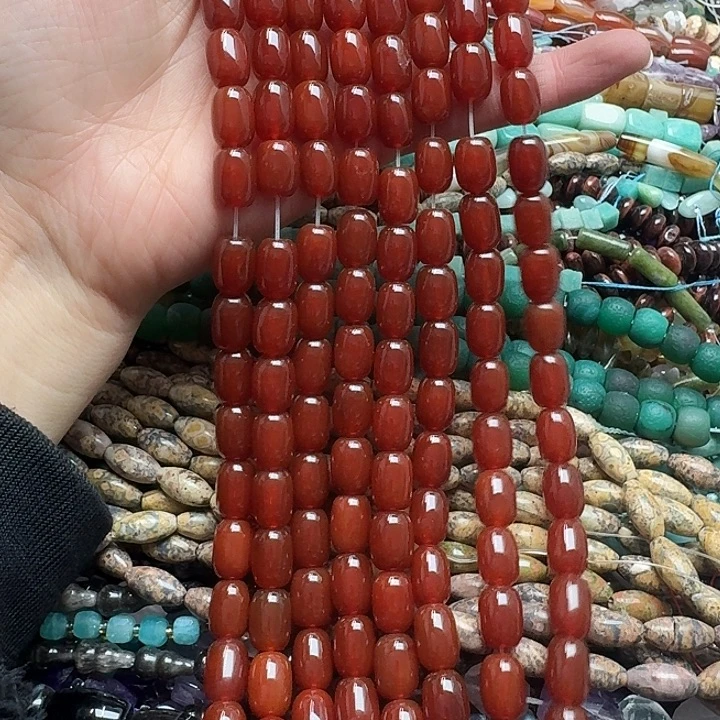 玛瑙/玉髓未镶嵌珠宝半成品一条10x13m红玛瑙