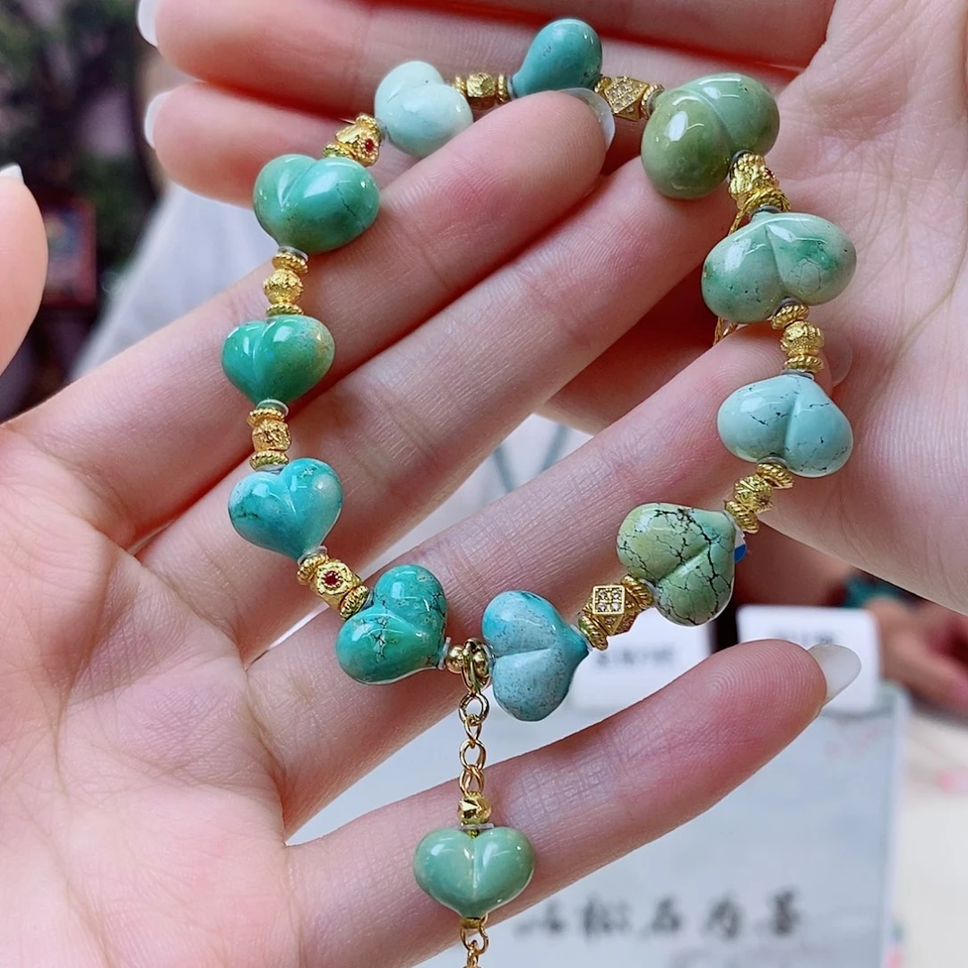 银S925镀金镶嵌绿松石珠宝奇石