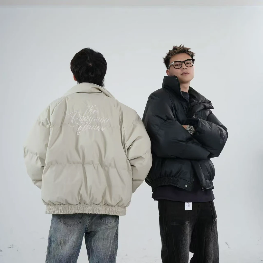 阿叔冬季新款立领字母刺绣简约潮男青少年外套棉服AG-11256