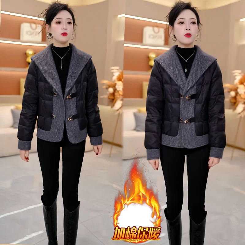 小个子围巾领保暖时尚棉服女2025年冬季新款爆款气质减龄夹棉棉衣