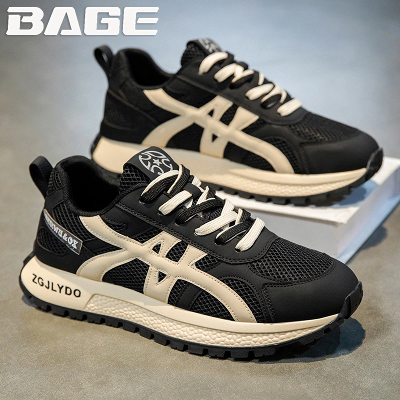 八哥阿甘男鞋冬季透气网面小众设计跑步休闲百搭男士增高运动潮鞋