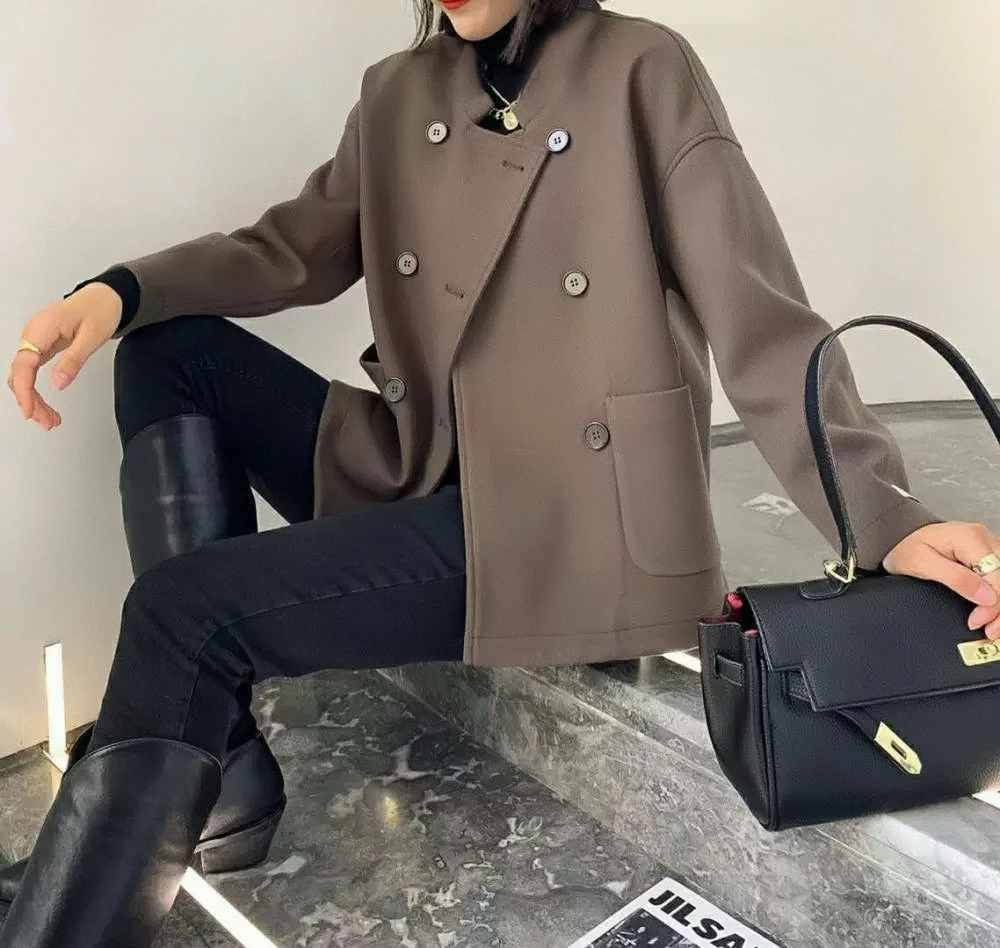 1209穿梭都市间 述说不羁与自由 骑士短款毛呢外套