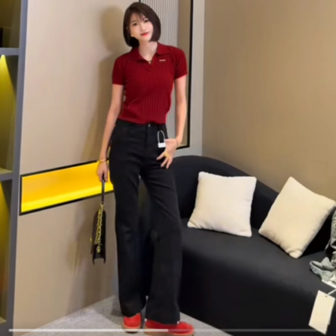 珍珍新品高腰微喇牛仔裤9105