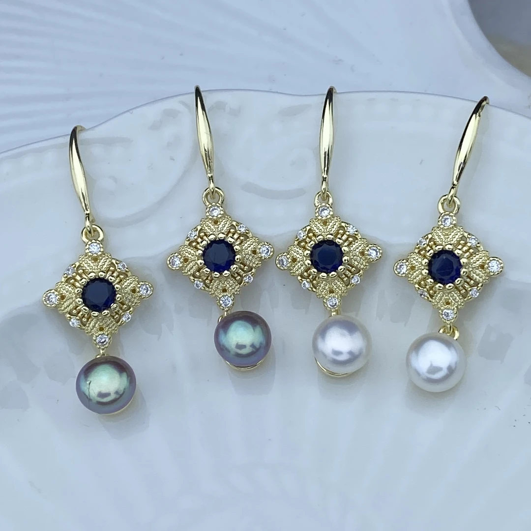 铜合金仿珍珠耳饰 几何金色简约百搭法式轻奢风格耳环耳钉