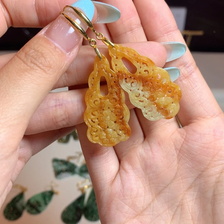 翡翠银S925镶嵌耳饰耳饰