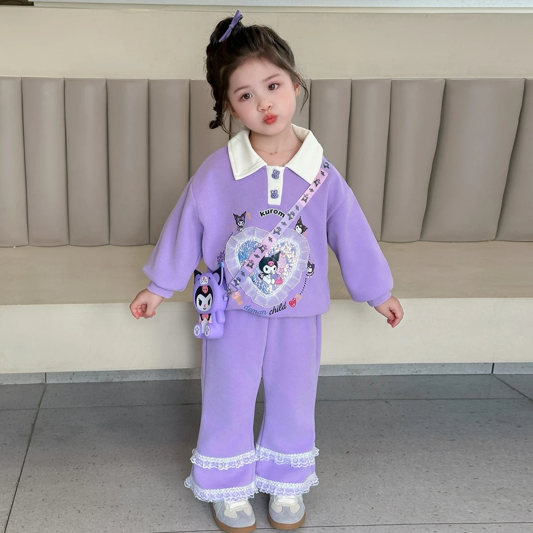 女童秋装套装2025新款卡通刺绣库洛米儿童Polo衫春秋款女小童衣服