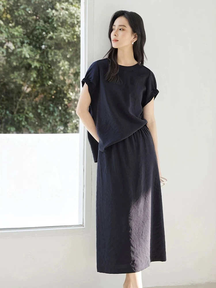 ’极简淡人’天丝亚麻短袖+半裙套装 慵懒高级感SS26265