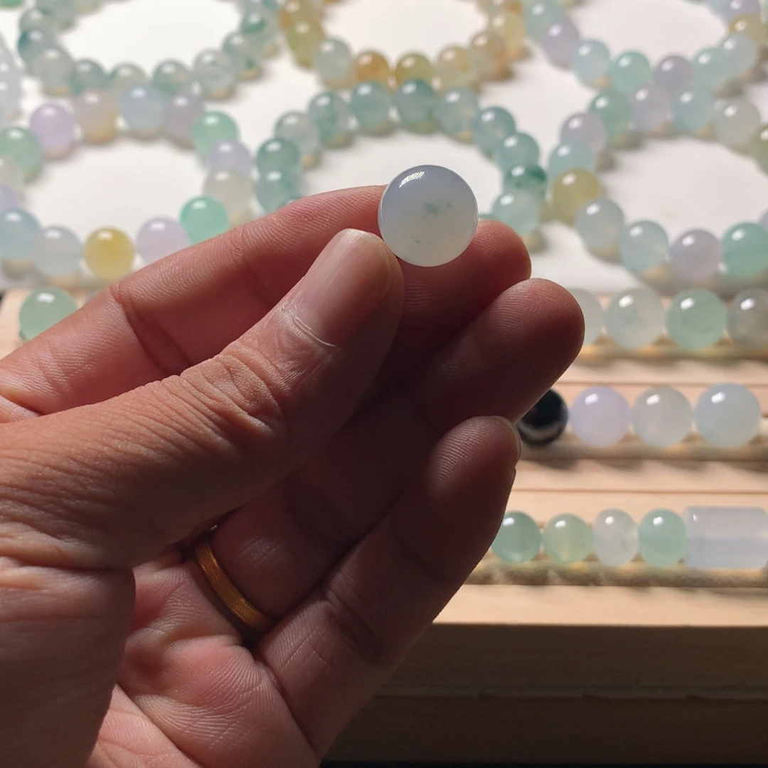 翡翠未镶嵌手链天然翡翠卡13.8单珠