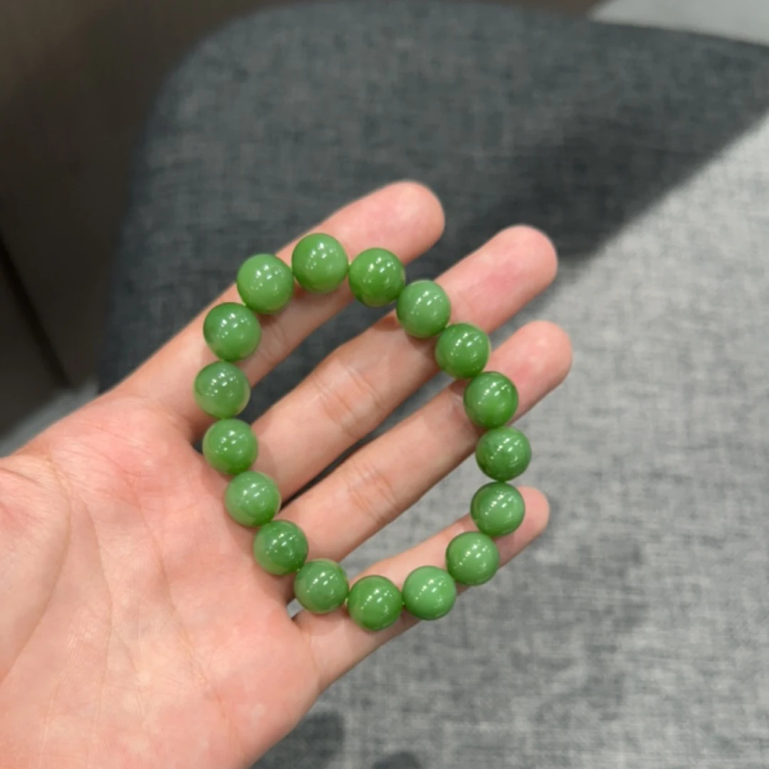 和田玉碧玉果绿手串