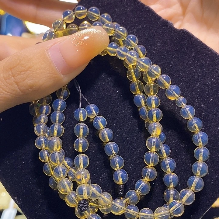 蓝珀未镶嵌珠宝奇石墨西哥蓝珀佛珠5