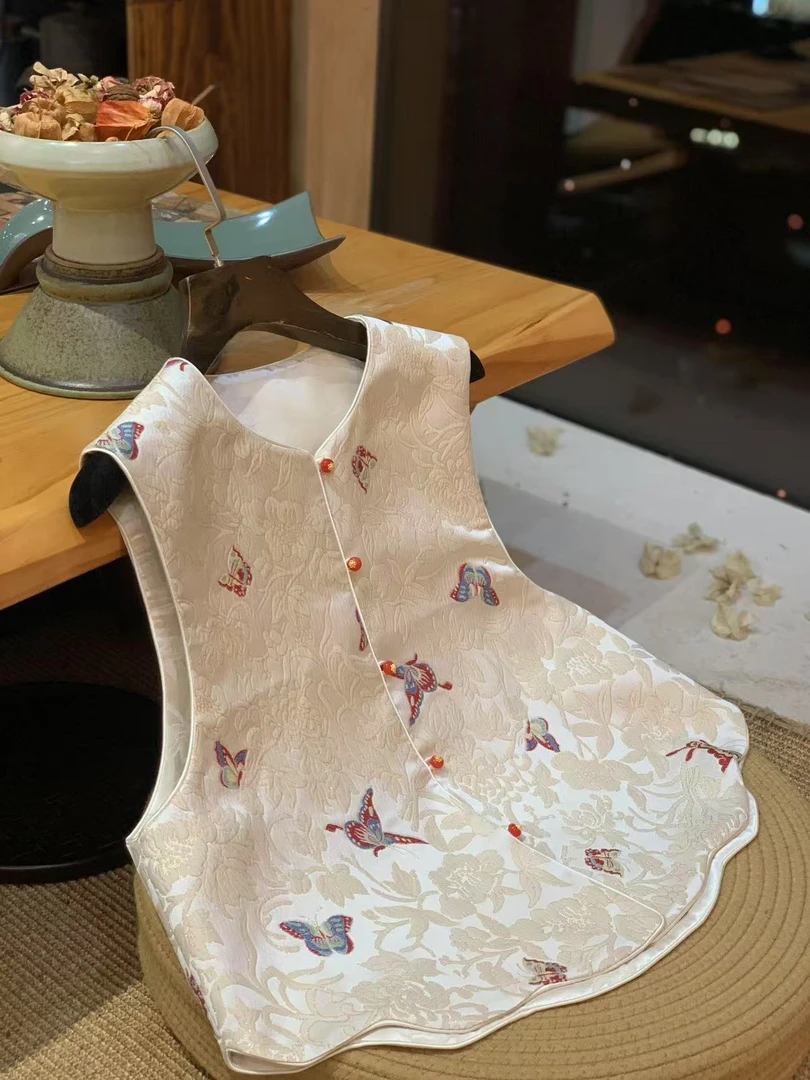  【君萍缘】花间蝴蝶 2025气质显肤色简约百搭提花双面双穿马甲