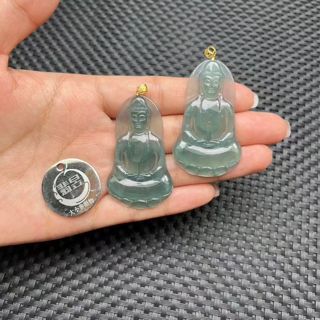 翡昱-N11-16775-天然A货翡翠吊坠18K金扣-多样性发其一D