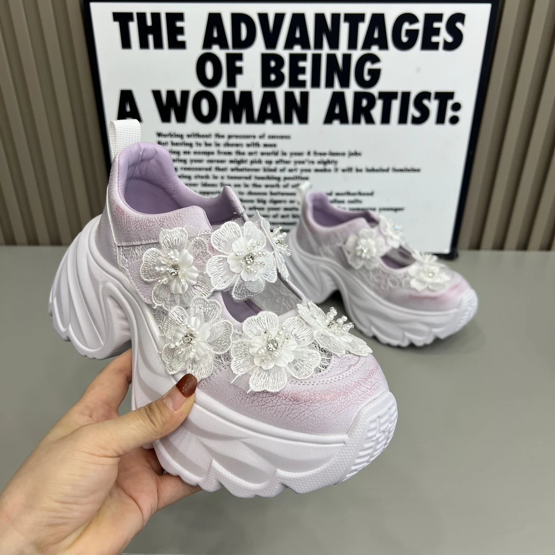 主播推荐2025年（翻花朵朵）9222-17A透气休闲鞋松鞋时尚百搭老爹鞋