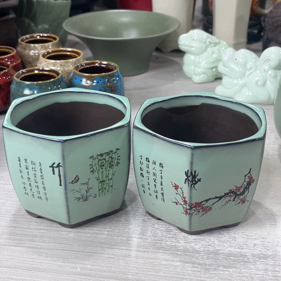 陶瓷绿植多肉微瑕花盆口径10*8
