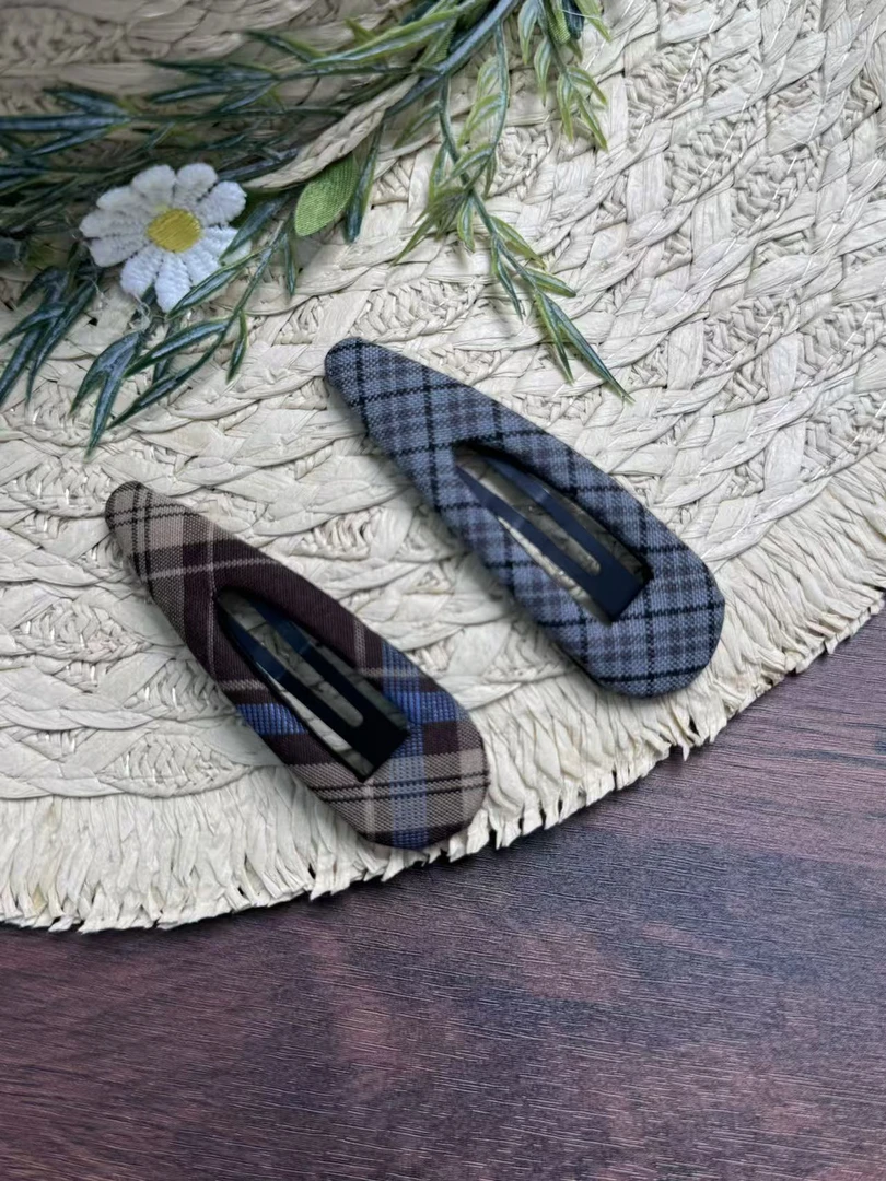 秋冬英伦格子BB夹 韩系ins侧边刘海碎发夹