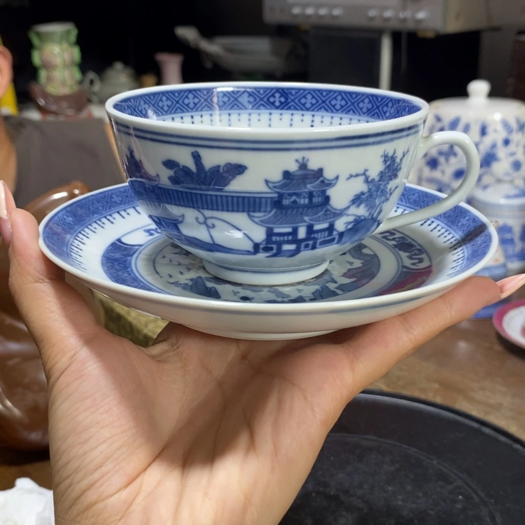 摆件梧桐咖啡杯手绘手工胎