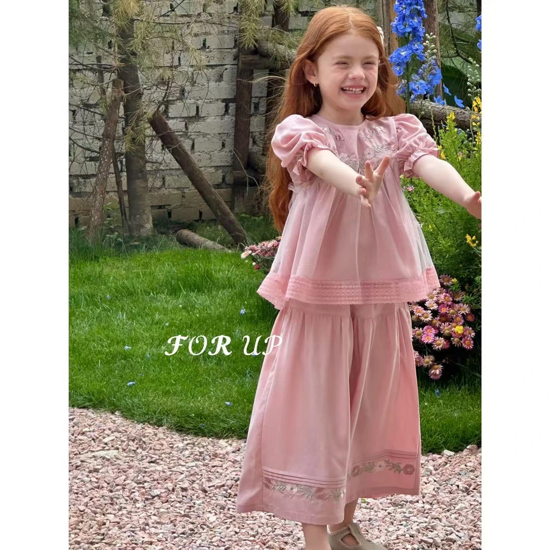 【现货】252-FU-85108多色[FOR UP]法式塔妮斯花朵刺绣花边九分套装