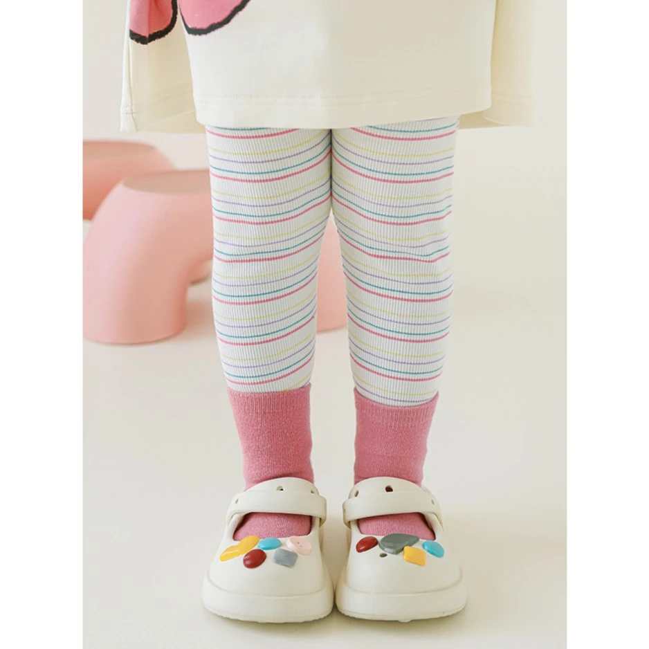 YOEHYAUL/幼悠夏肆波【动感彩虹】女童夏季休闲百搭原创打底裤X5084