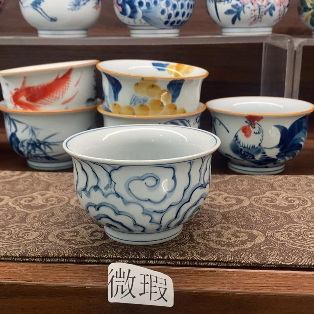 釉下彩老陶泥手工绘制