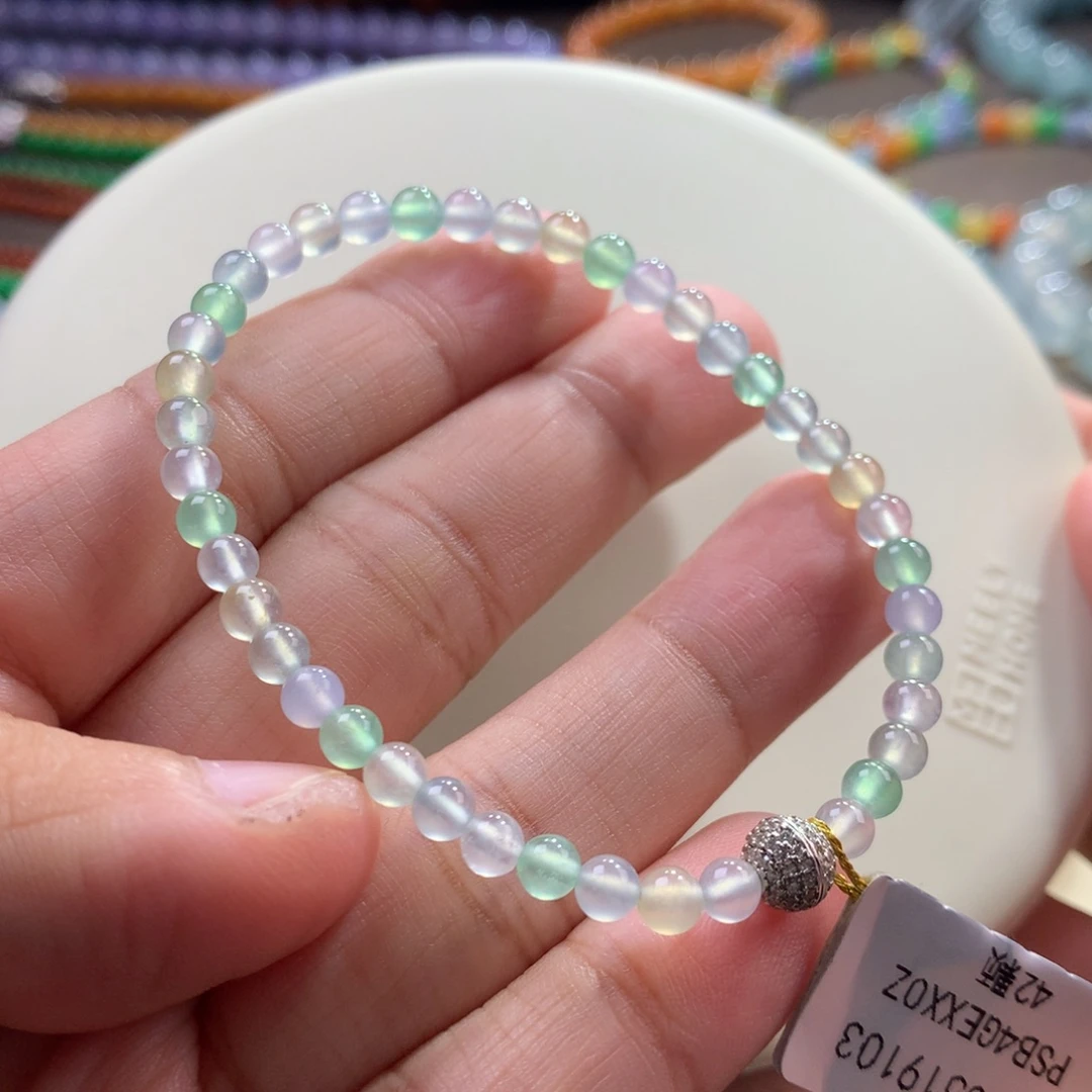 未镶嵌手链翡翠精品大漏！闭眼拍！巨仙气高冰玻梦幻马卡龙多宝卡4