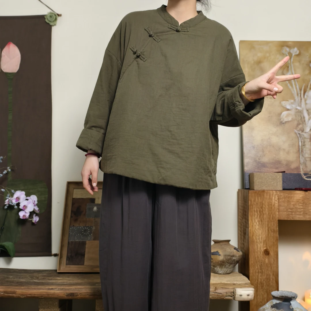 【大梅子推荐】设计款双纱盘扣棉服JG2308A