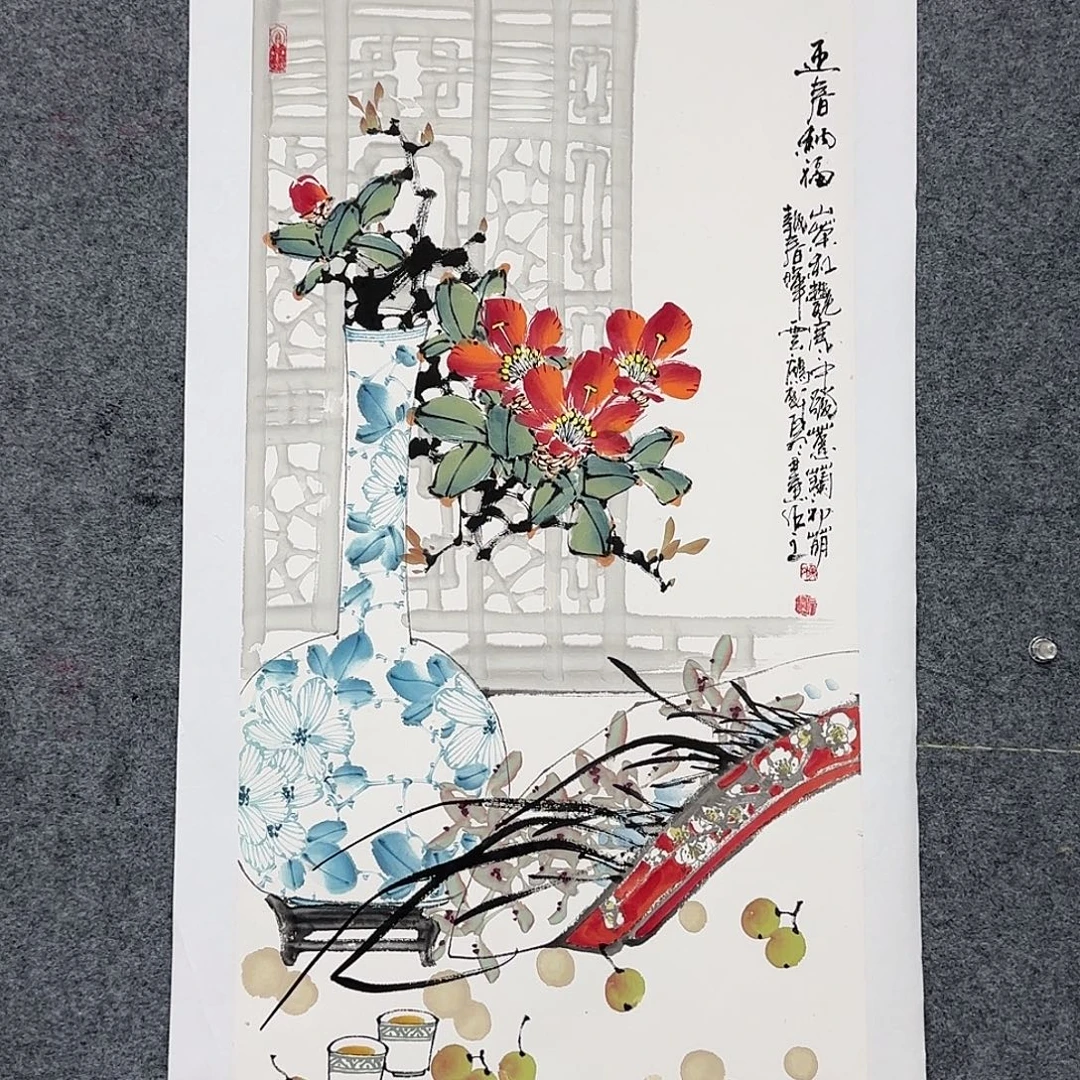 国画100*59纯手绘白羽