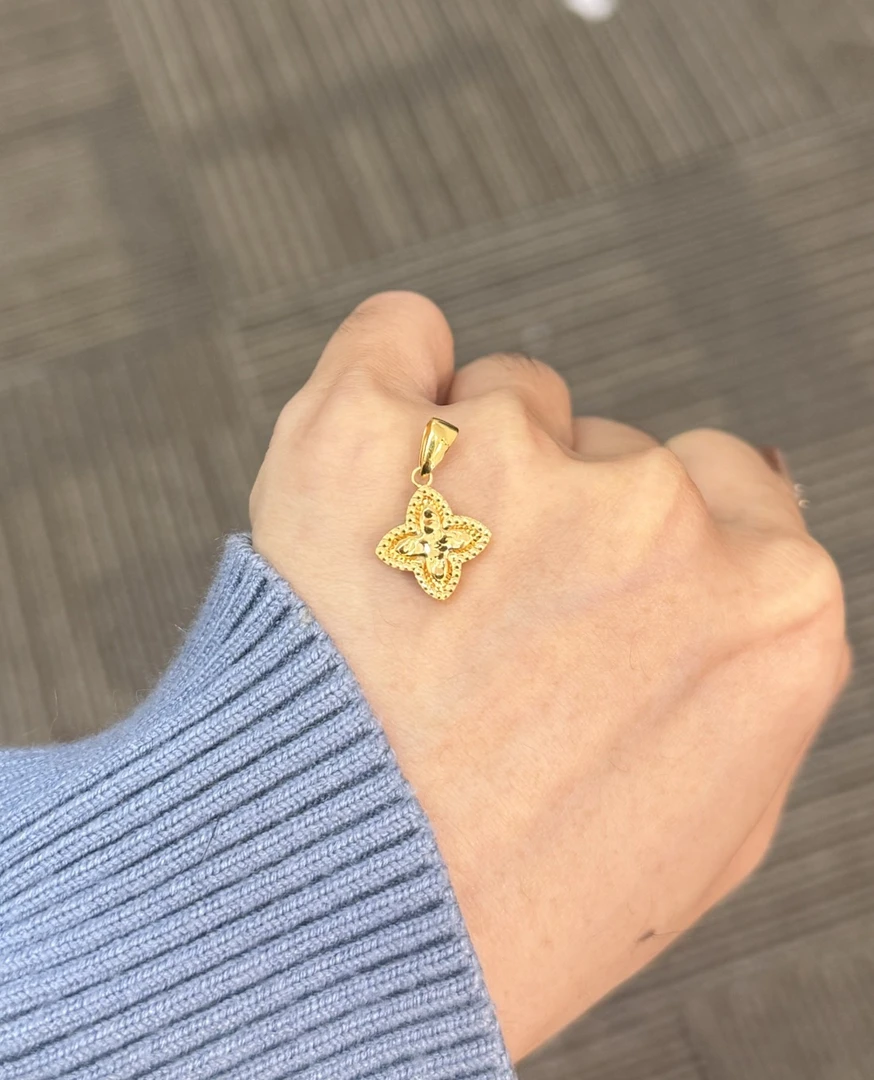 足金999 碎冰老花吊坠