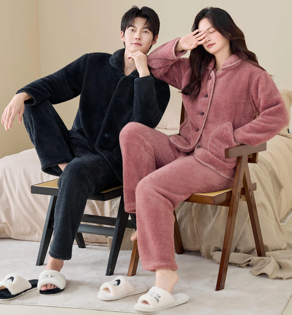 X0018【云感雪花绒】秋冬新款保暖套装情侣休闲睡衣可外穿家居服