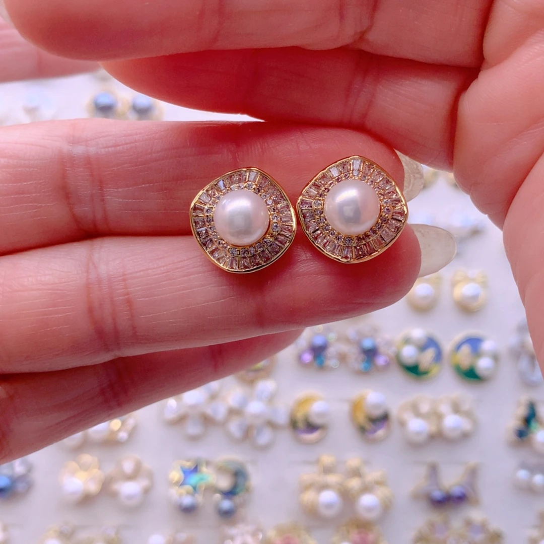 淡水珍珠耳饰合金